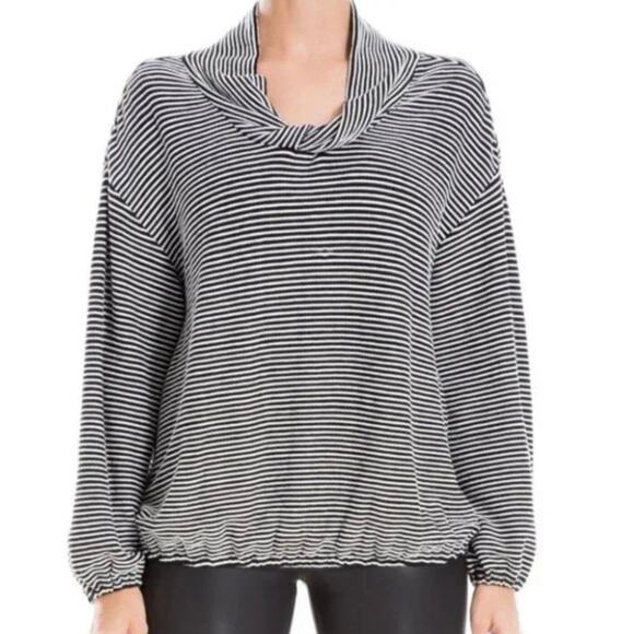 Max Studio Black Ivory Striped Cowl Neck Pullover Sweater XS NWT - Picture 1 of 8